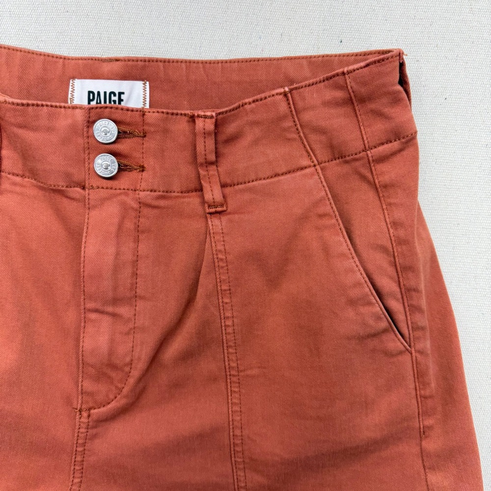 Paige Women Terracotta Rust High Rise Cuffed Shorts 7991G29-8833 Size 29 - Picture 2 of 14